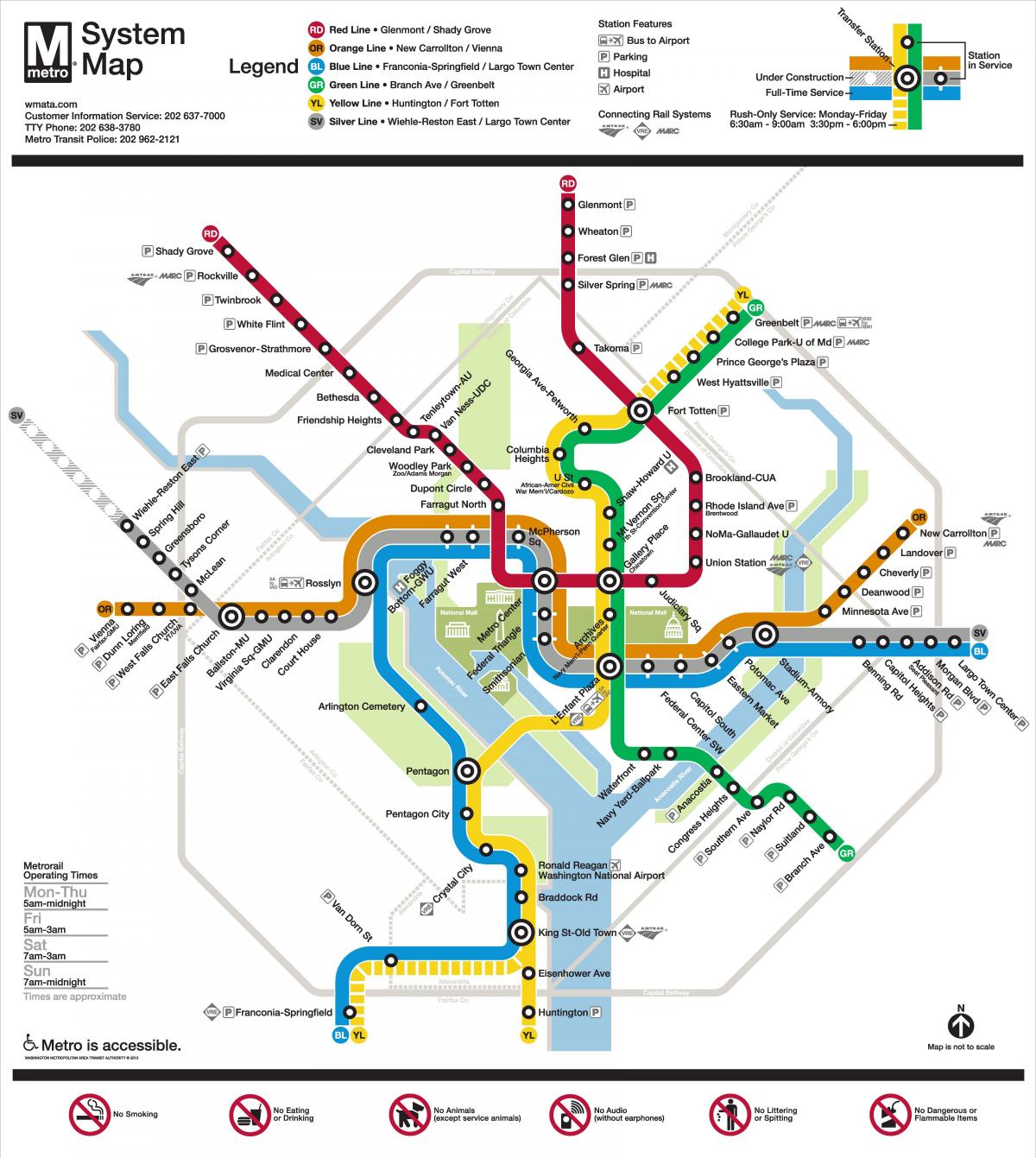 washington dc tàu điện ngầm bản đồ bạc dòng