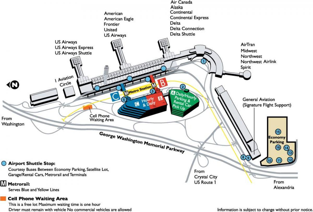 ronald reagan washington sân bay quốc gia bản đồ