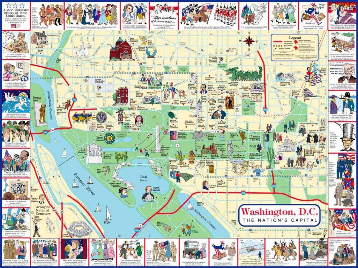bản đồ của đi bộ đồ của washington dc hấp dẫn