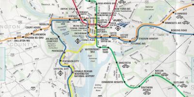 Washington dc bản đồ với metro dừng lại