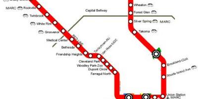Washington dc metro dòng màu đỏ bản đồ