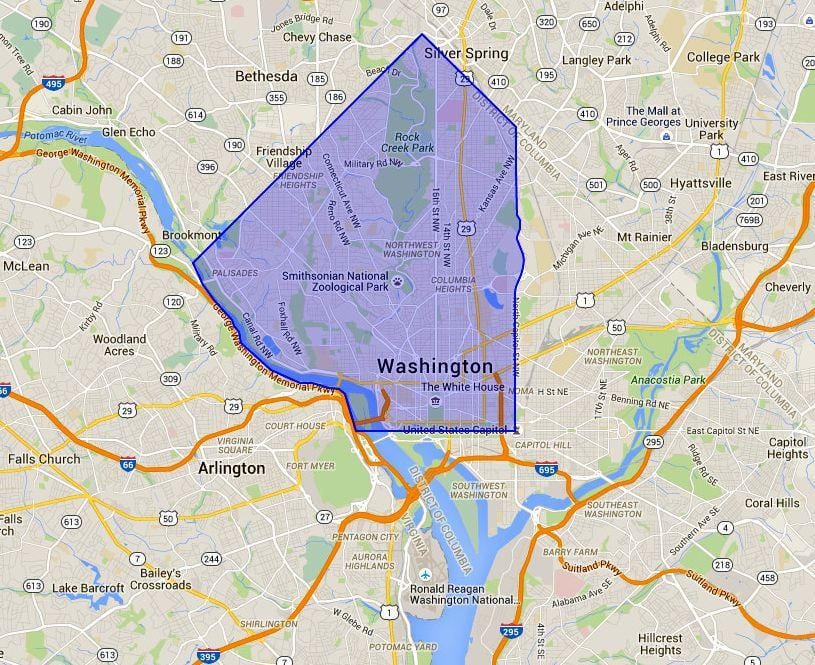 tây bắc washington dc bản đồ