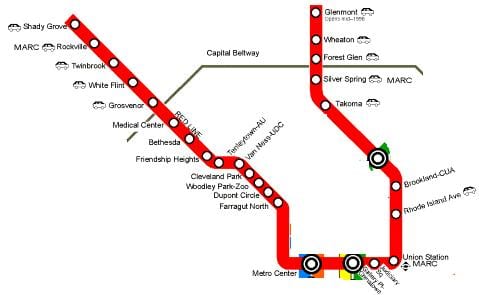 washington dc dòng màu đỏ bản đồ