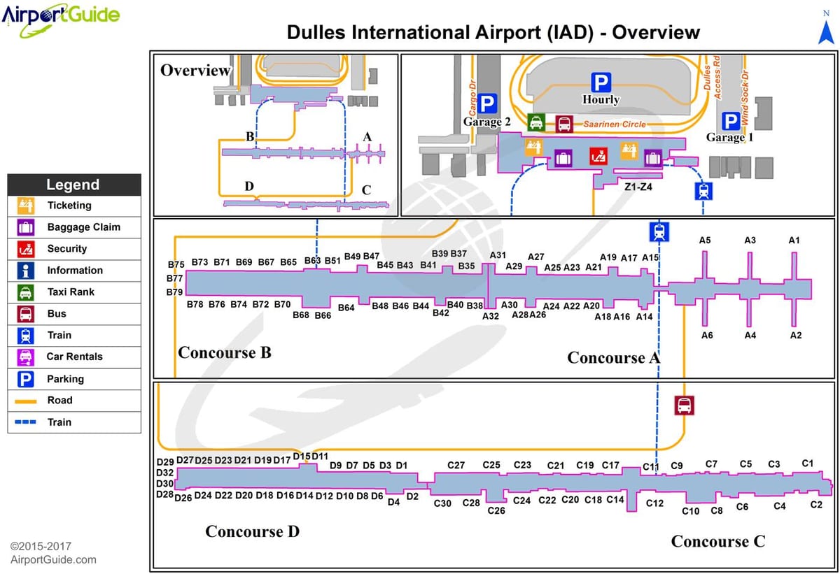 washington iad bản đồ