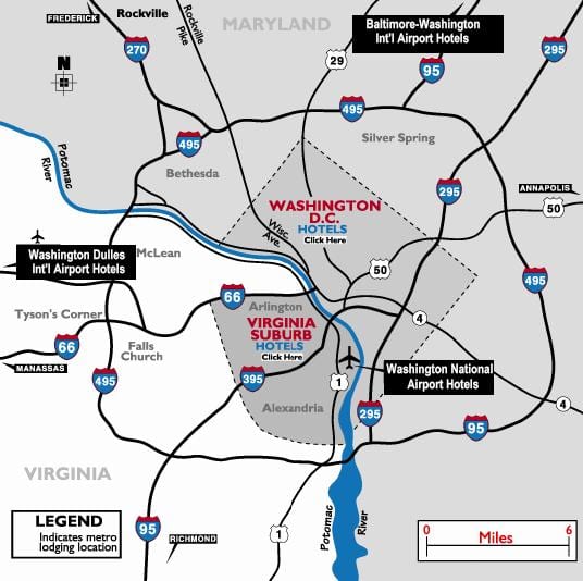 washington dc khu vực phi trường bản đồ