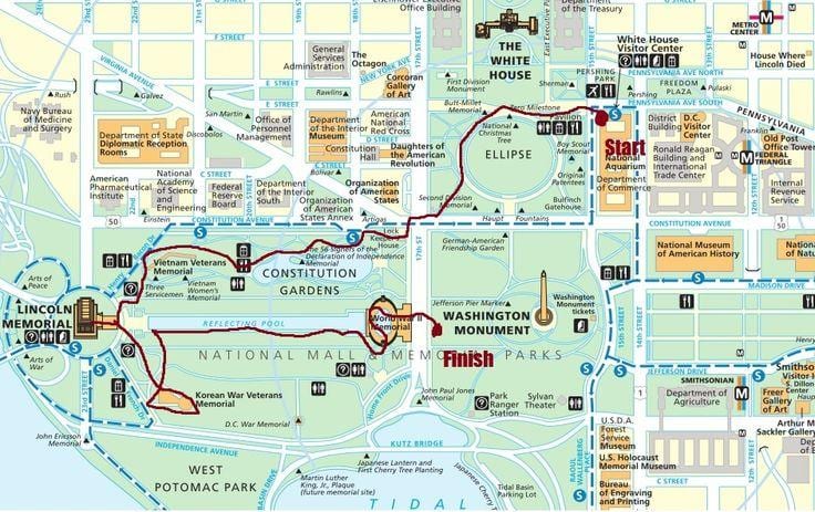 dc đi bộ bản đồ du lịch