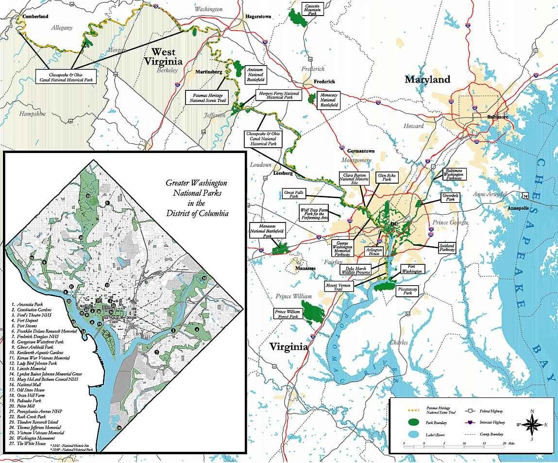 bản đồ của washington dc công viên quốc gia