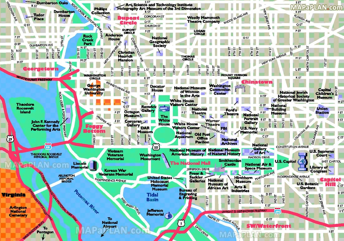 washington dc du lịch bản đồ