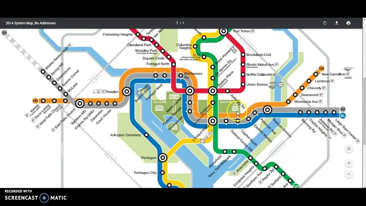 dc chuyến tàu điện ngầm bản đồ