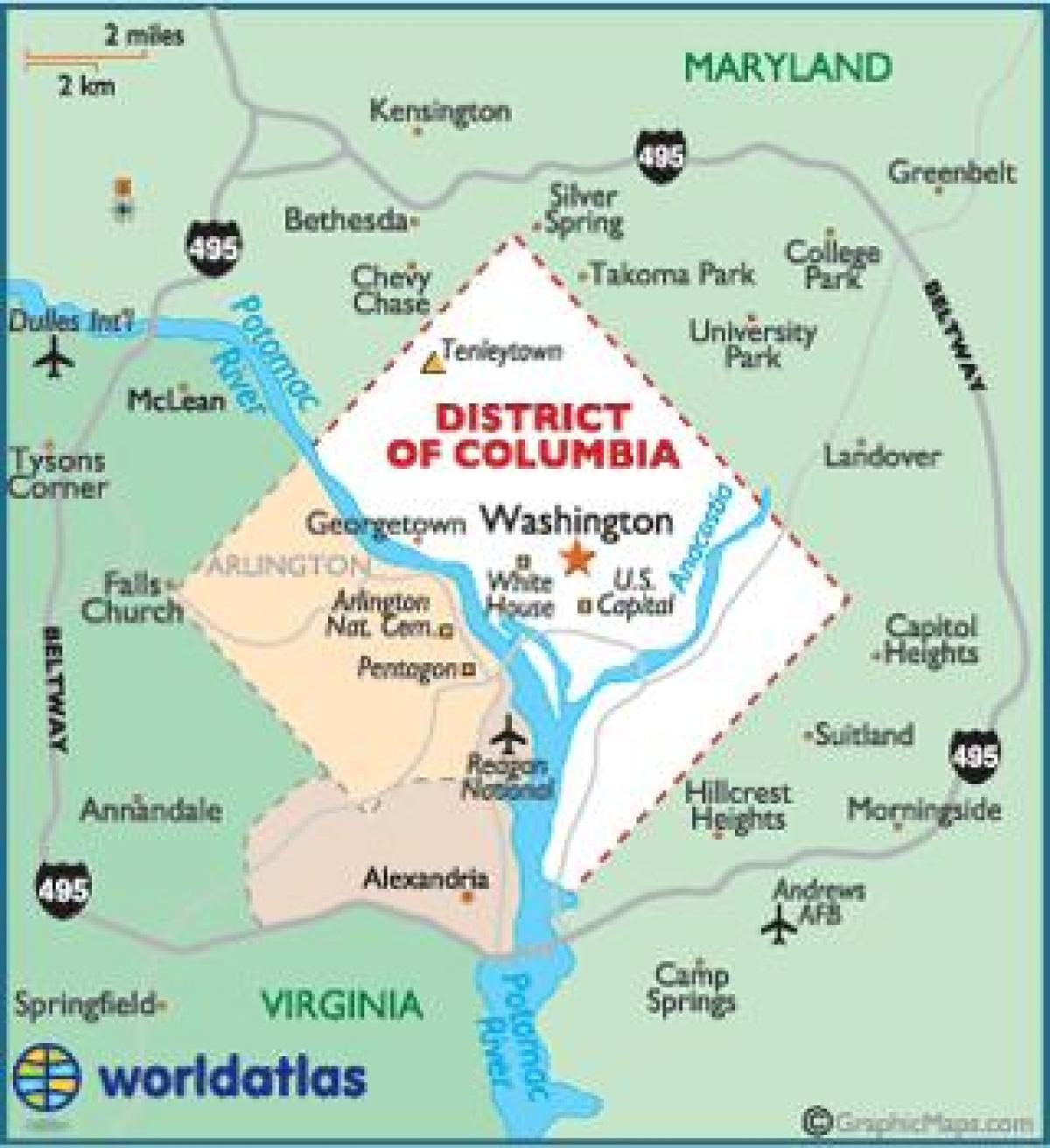 washington dc và tiểu bang washington bản đồ
