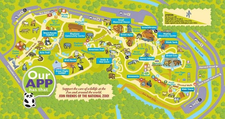 thú quốc gia washington dc bản đồ
