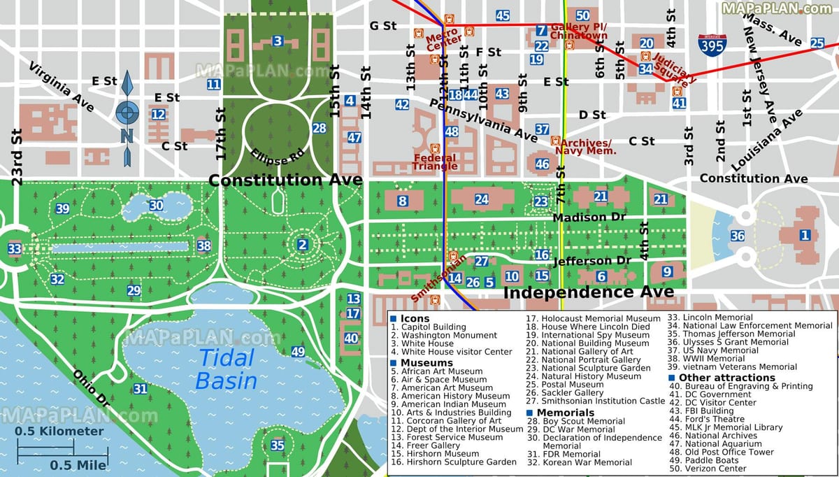 bản đồ của washington dc trung tâm mua sắm