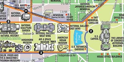Bản đồ của washington dc bảo tàng, đài tưởng niệm
