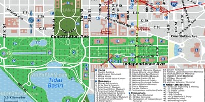 Bản đồ của washington dc trung tâm và bảo tàng