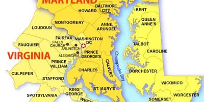 Bản đồ của dc maryland và virginia